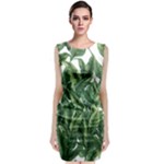 Tropical leaves Sleeveless Velvet Midi Dress