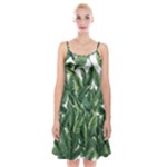Tropical leaves Spaghetti Strap Velvet Dress