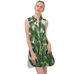Tropical leaves Sleeveless Shirt Dress