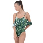 Tropical leaves Drape Piece Swimsuit