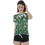 Tropical leaves Short Sleeve Open Back T-Shirt