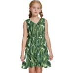 Tropical leaves Kids  Sleeveless Tiered Mini Dress