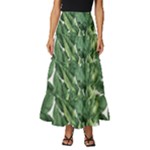 Tropical leaves Tiered Ruffle Maxi Skirt