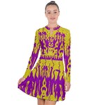 Yellow And Purple In Harmony Long Sleeve Panel Dress