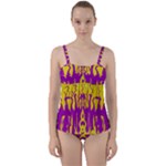 Yellow And Purple In Harmony Twist Front Tankini Set