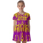 Yellow And Purple In Harmony Kids  Short Sleeve Pinafore Style Dress