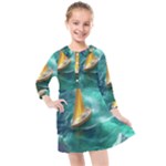 Lion King Of The Jungle Nature Kids  Quarter Sleeve Shirt Dress