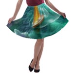 Mountain Birds River Sunset Nature A-line Skater Skirt