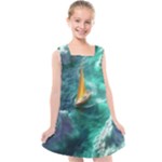 Mountain Wolf Tree Nature Moon Kids  Cross Back Dress