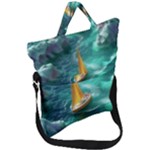 Mountain Birds River Sunset Nature Fold Over Handle Tote Bag