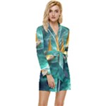 Mountain Wolf Tree Nature Moon Long Sleeve Satin Robe