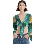 Mountain Wolf Tree Nature Moon Trumpet Sleeve Cropped Top