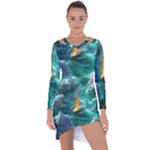 Mountains Sunset Landscape Nature Asymmetric Cut-Out Shift Dress