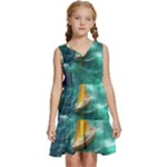 Mountain Birds River Sunset Nature Kids  Sleeveless Tiered Mini Dress