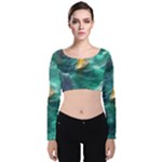 Mountains Sunset Landscape Nature Velvet Long Sleeve Crop Top