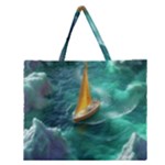 Valley Night Mountains Zipper Large Tote Bag