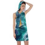 Mountains Sunset Landscape Nature Racer Back Hoodie Dress