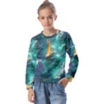 Mountains Sunset Landscape Nature Kids  Long Sleeve T-Shirt with Frill 