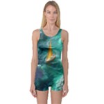 Dolphin Swimming Sea Ocean One Piece Boyleg Swimsuit