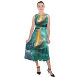 Dolphin Swimming Sea Ocean Midi Tie-Back Chiffon Dress