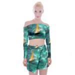 Dolphin Swimming Sea Ocean Off Shoulder Top with Mini Skirt Set