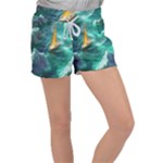 Dolphin Swimming Sea Ocean Women s Velour Lounge Shorts