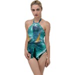 Dolphin Swimming Sea Ocean Go with the Flow One Piece Swimsuit