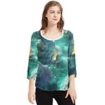 Dolphin Sea Ocean Chiffon Quarter Sleeve Blouse