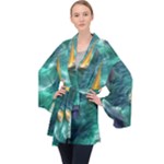 Dolphin Swimming Sea Ocean Long Sleeve Velvet Kimono 