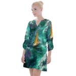 Dolphin Swimming Sea Ocean Open Neck Shift Dress