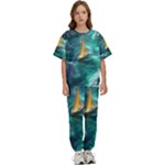 Dolphin Swimming Sea Ocean Kids  T-Shirt and Pants Sports Set