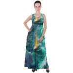 Dolphins Sea Ocean Empire Waist Velour Maxi Dress