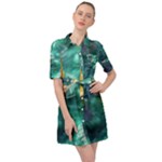 Dolphins Sea Ocean Water Belted Shirt Dress