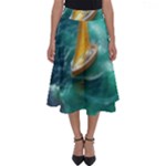 Silk Waves Abstract Perfect Length Midi Skirt