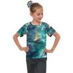 Dolphins Sea Ocean Water Kids  Mesh Piece T-Shirt