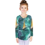 Silk Waves Abstract Kids  Long Sleeve T-Shirt