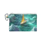 Silk Waves Abstract Canvas Cosmetic Bag (Small)