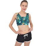 Silk Waves Abstract V-Back Sports Bra