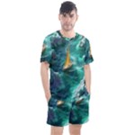 Silk Waves Abstract Men s Mesh T-Shirt and Shorts Set