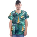 Countryside Landscape Nature Men s V-Neck Scrub Top