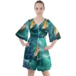 Silk Waves Abstract Boho Button Up Dress