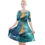 Countryside Landscape Nature Quarter Sleeve A-Line Dress