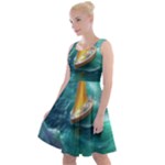 Silk Waves Abstract Knee Length Skater Dress