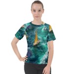 Silk Waves Abstract Women s Sport Raglan T-Shirt