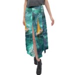 Countryside Landscape Nature Velour Split Maxi Skirt