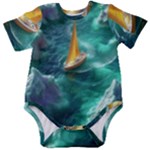 Seascape Boat Sailing Baby Short Sleeve Bodysuit