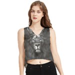 Lion King Of The Jungle Nature V-Neck Cropped Tank Top
