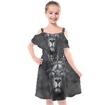 Lion King Of The Jungle Nature Kids  Cut Out Shoulders Chiffon Dress