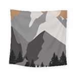 Mountain Wolf Tree Nature Moon Square Tapestry (Small)