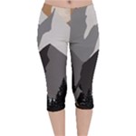 Mountain Wolf Tree Nature Moon Velvet Capri Leggings 